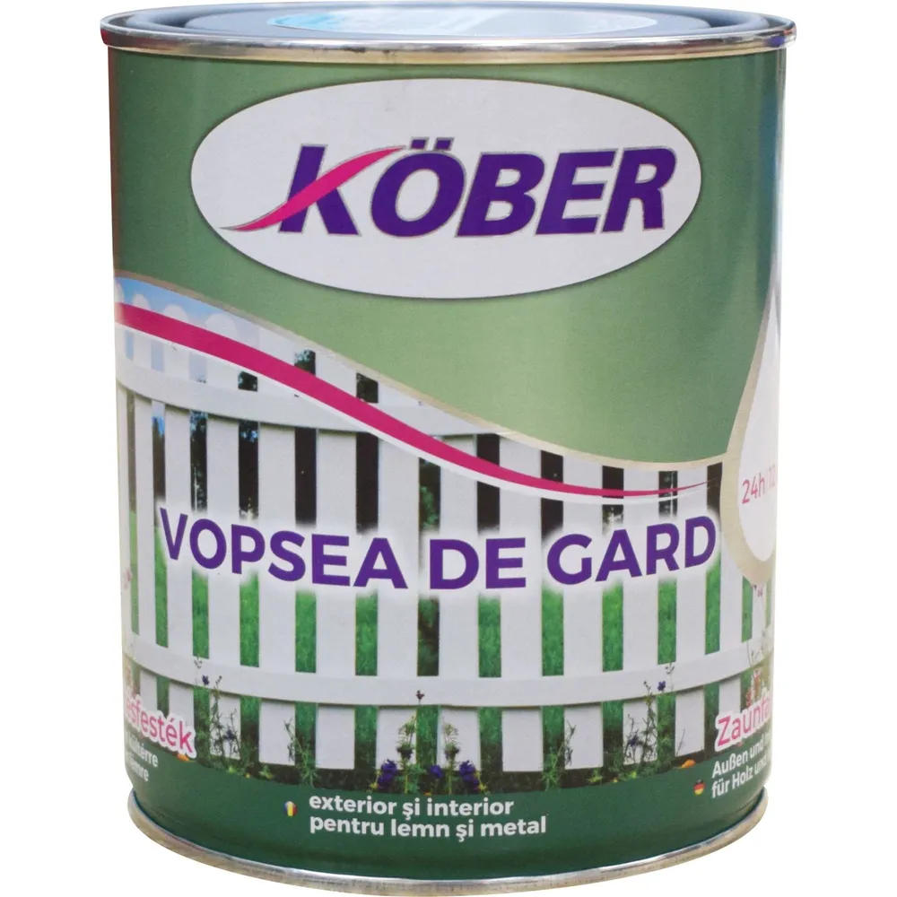 Email pe baza de solvent Kober, pentru lemn si metal, negru, aspect lucios, 0.75 L