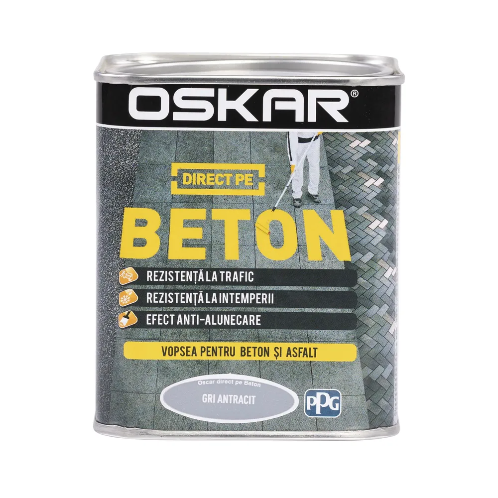 Email pe baza de solvent Oskar Direct pe Beton, gri antracit, aspect mat, 0.75 L