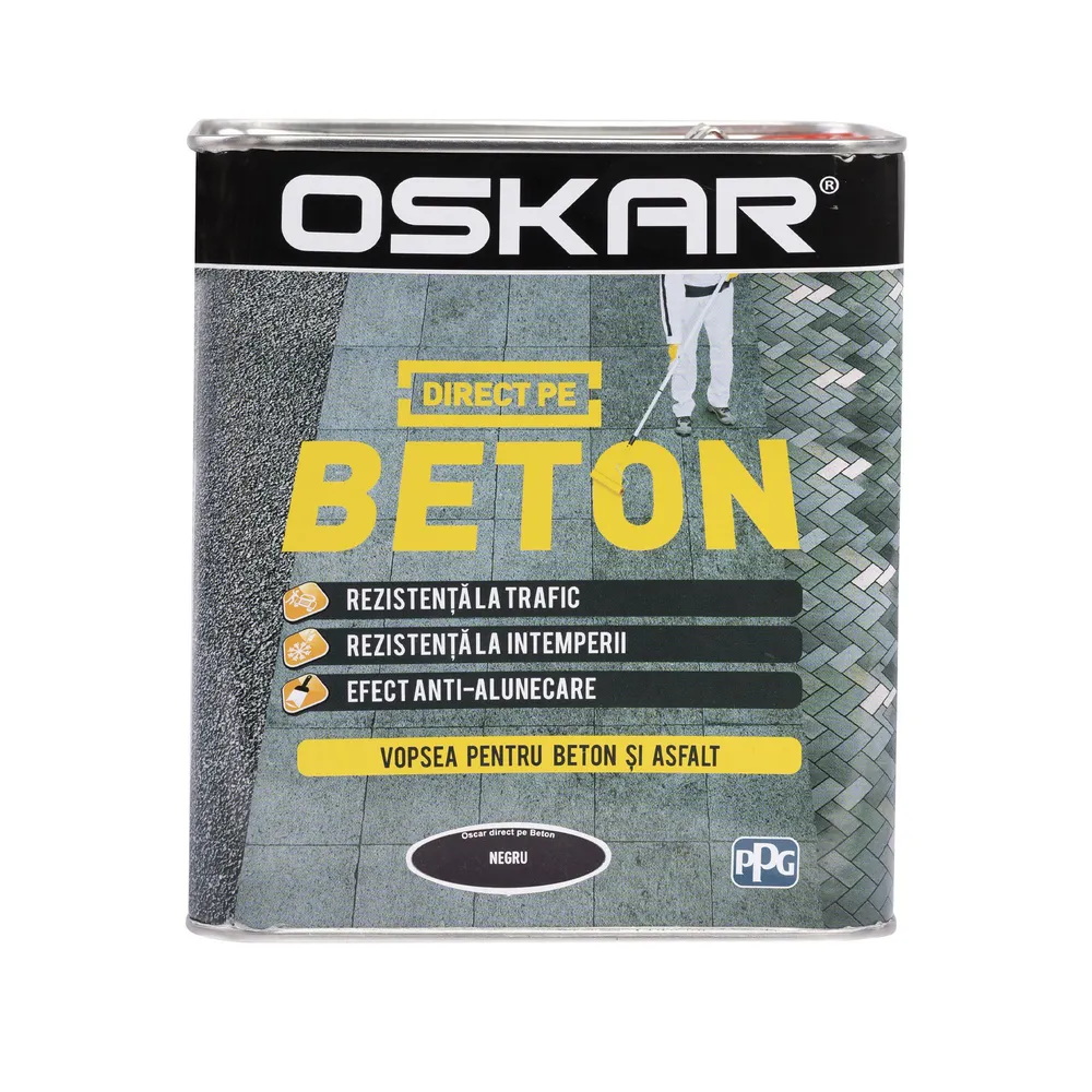 Email pe baza de solvent Oskar Direct pe Beton, negru, aspect mat, 2.5 L