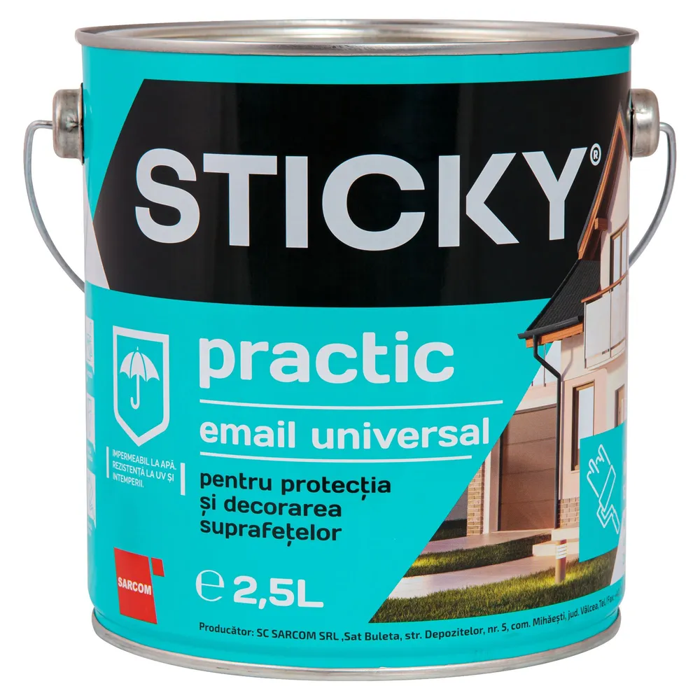 Email pe baza de solvent Sticky, pentru lemn si metal, verde, aspect satinat, 2.5 L