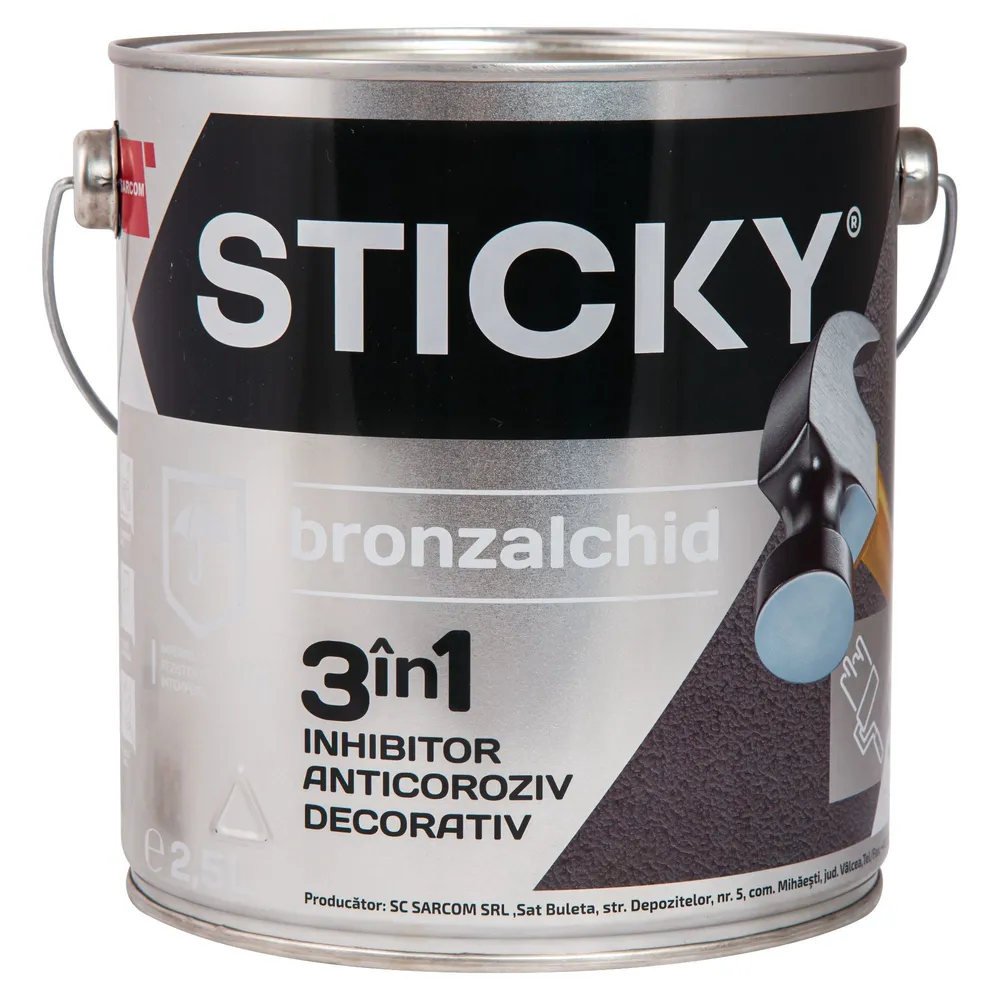 Email pe baza de solvent Sticky, pentru metal, gri, aspect lovitura de ciocan, 2.5 L