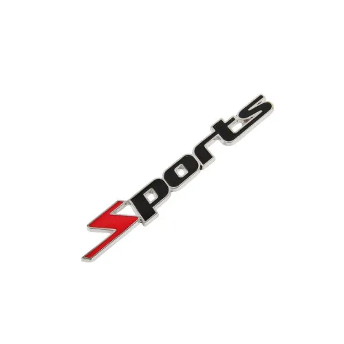 Emblema auto Sports culoare Negru/Rosu dimensiune 11.3cm x 1.3cm