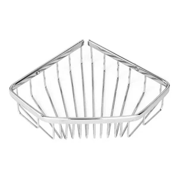 Etajera baie din alama Pentagon 1222, montaj pe colt, finisaj cromat, un raft, 15 x 15 x 5 cm