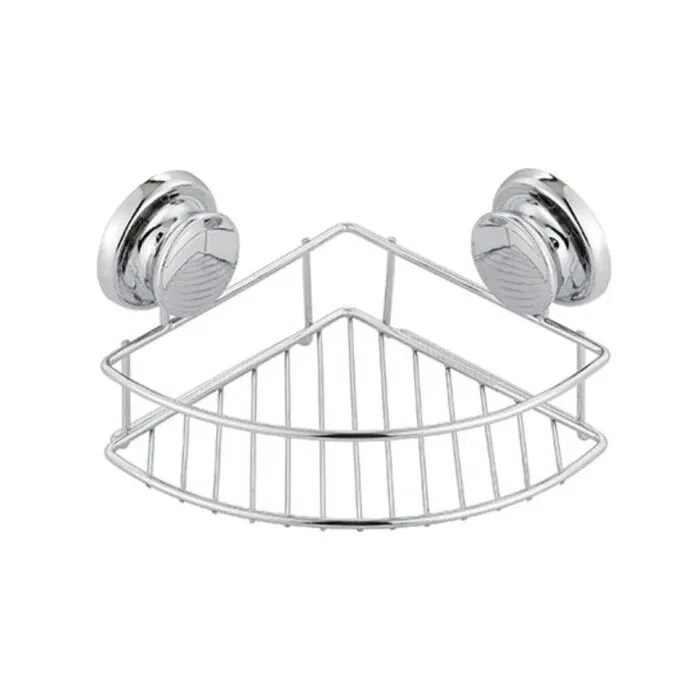 Etajera baie din metal Tendance CR917399, montaj pe colt, finisaj cromat, un raft, 25 x 18 x 13 cm