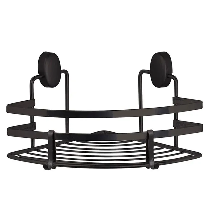 Etajera baie din otel Okyanus Home DLS-740, montaj pe colt, negru, 1 raft, 19 x 19 x 13.5 cm