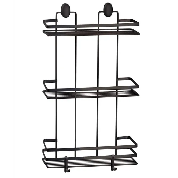 Etajera baie din otel Okyanus Home DLS-751, montaj pe perete, negru, 3 rafturi, 30 x 13 x 52 cm