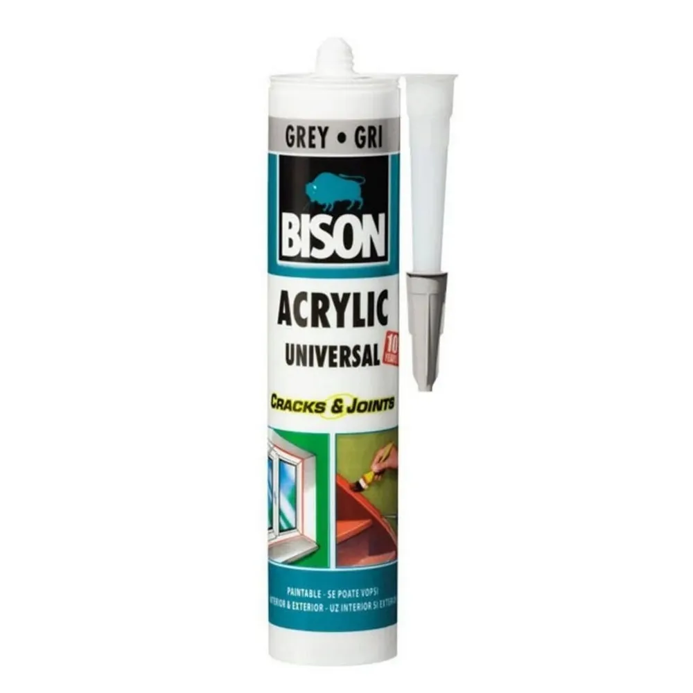 Etansant acrilic Bison Universal, gri, interior / exterior, 300 ml