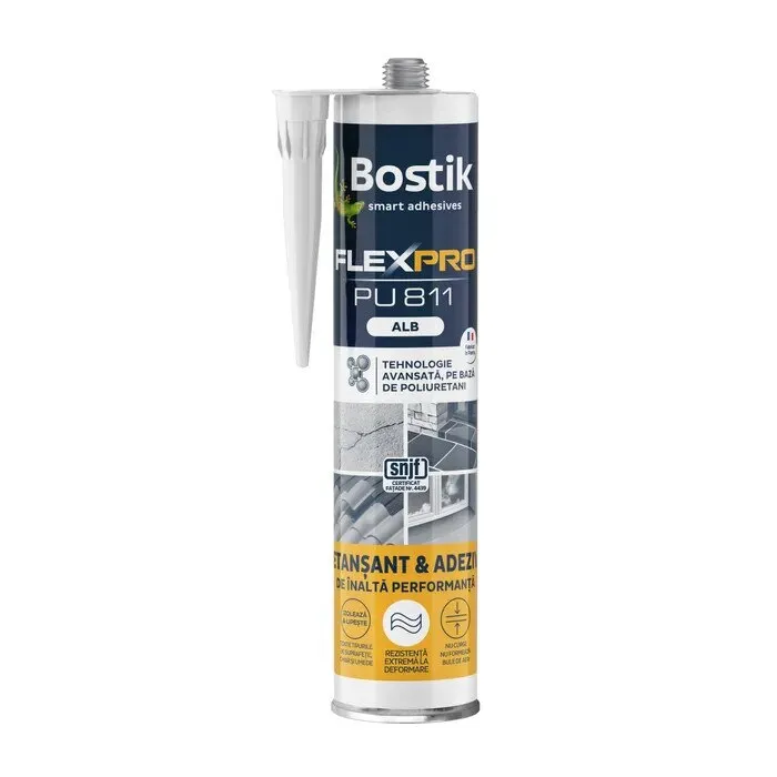 Etansant / adeziv poliuretanic, Bostik FlexPro PU 811, interior / exterior, alb, 300 ml