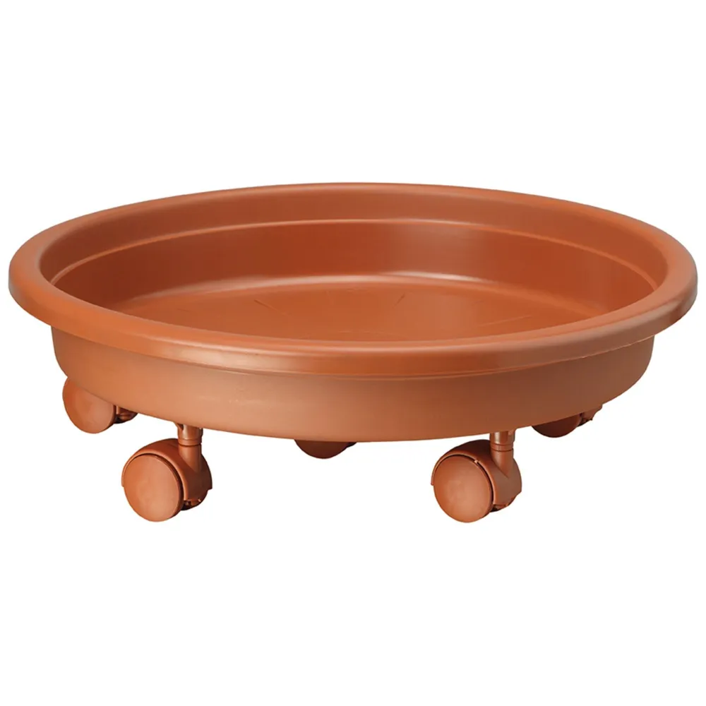 Farfurie ghiveci, cu roti, plastic, Ø 36 cm, H 11 cm, maro teracota