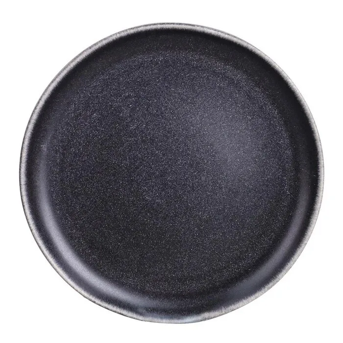 Farfurie intinsa D4112B, portelan, gri inchis, 25 cm