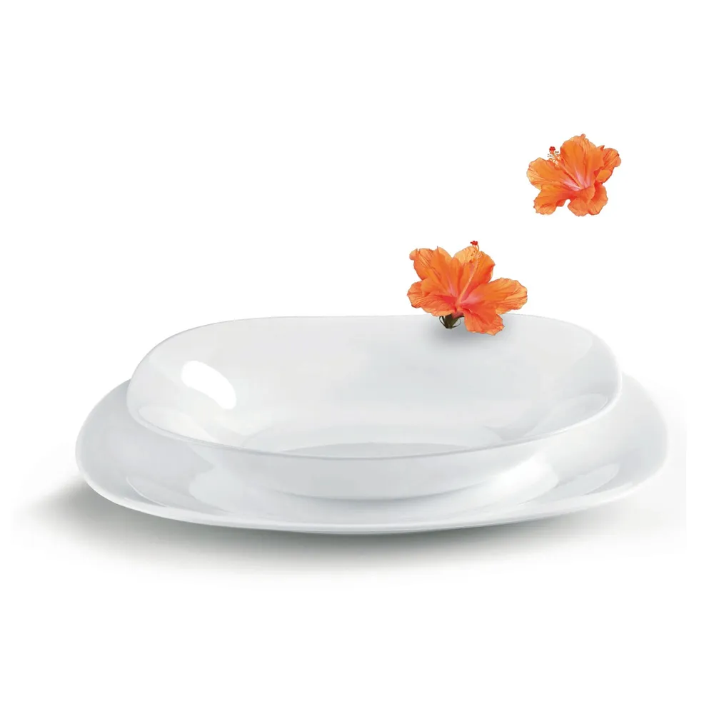 Farfurii Bormioli Parma, sticla opal, alb, set 18 piese