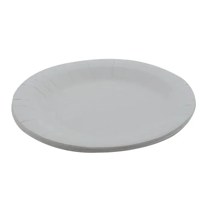 Farfurii rotunde din carton, nelaminate, alb, D 23 cm, set 10 bucati