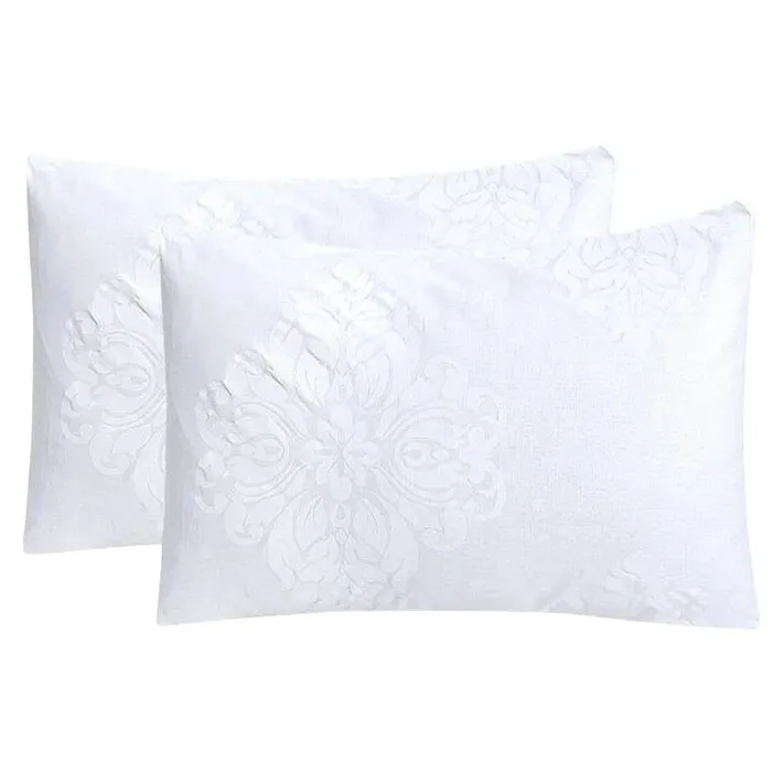 Fata de perna Deluxe Pucioasa Lorena, bumbac, alb, 50 x 70 cm, set 2 bucati