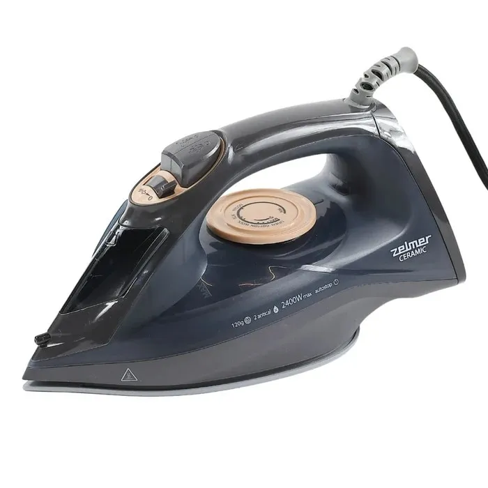Fier de calcat Zelmer ZIR1505, 2400 W, talpa ceramica, 0.24 litri, 120 g/min, functie anti-picurare, functie anti-calcar, functie auto-curatare, oprire automata, evacuarea aburului in pozitie verticala, negru