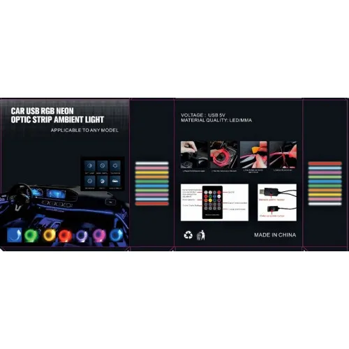 Fir neon cu LED RGB conectare mufa USB si telecomanda 9 metri