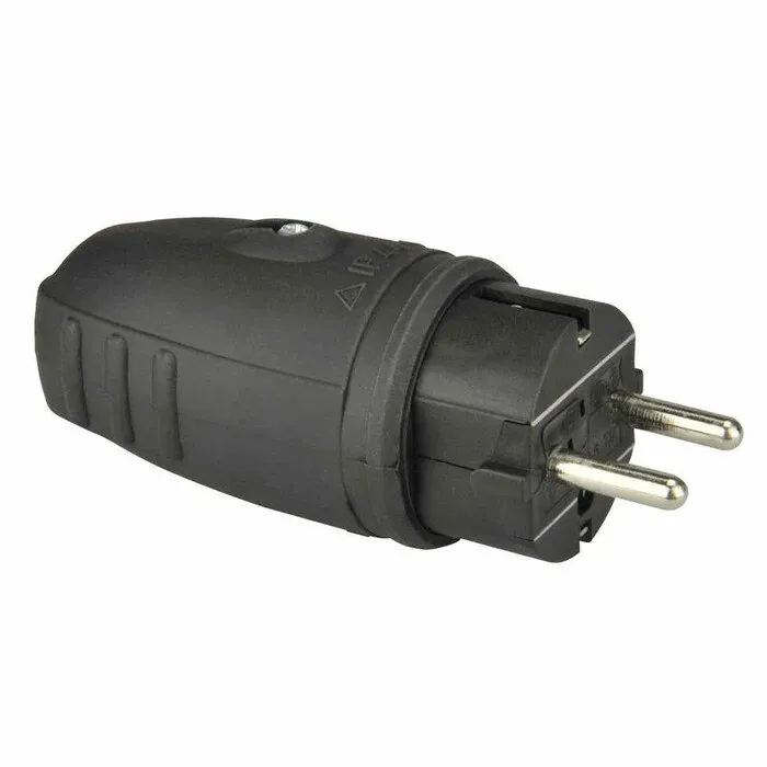 Fisa cauciuc 40548L, contact de protectie, 16A, negru