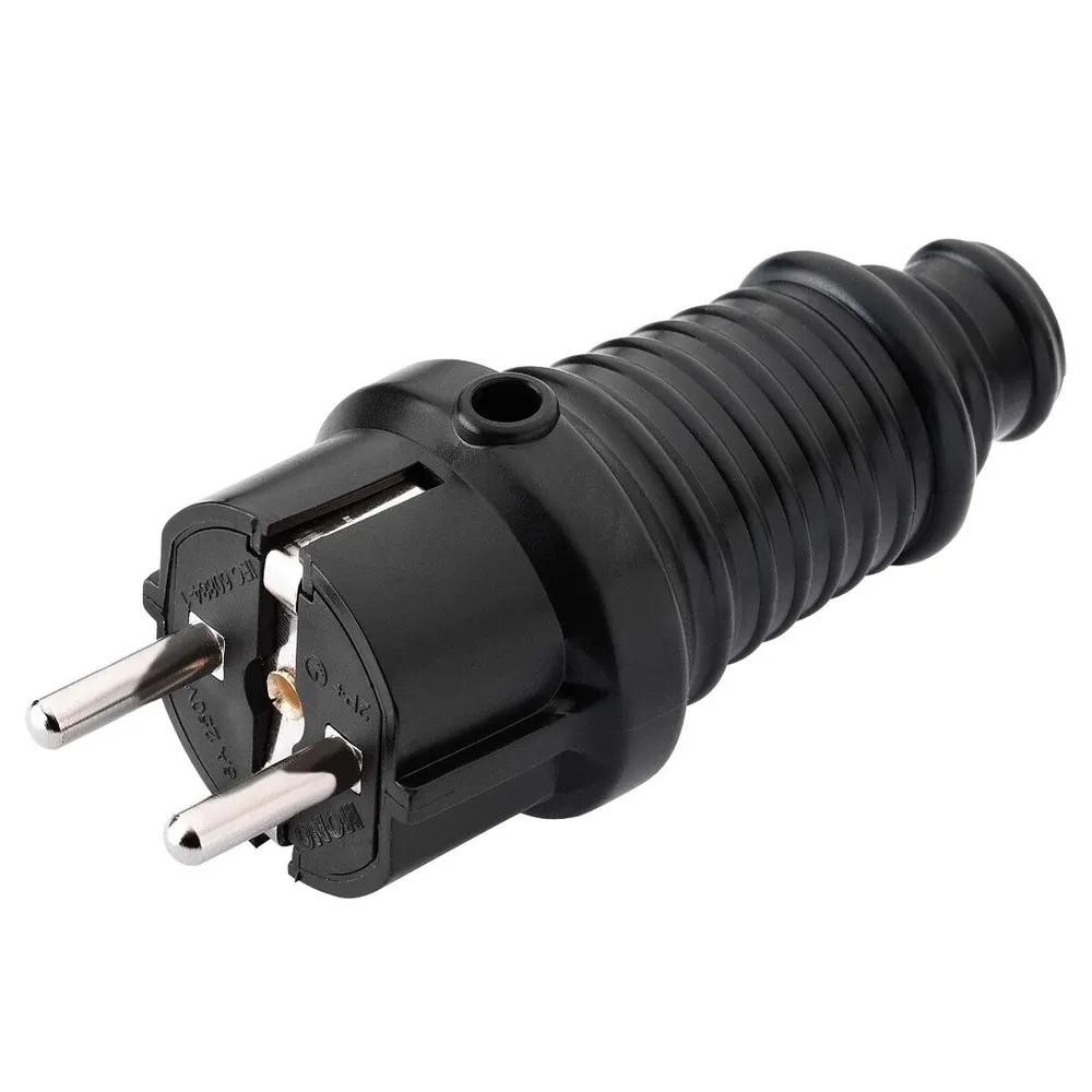Fisa cauciuc, MONO Electric, contact de impamantare, 6A, negru