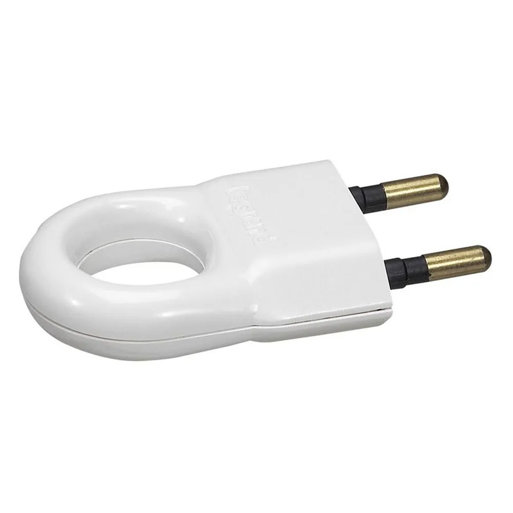 Fisa Legrand, cu inel extragere, iesire spate, plastic, alba