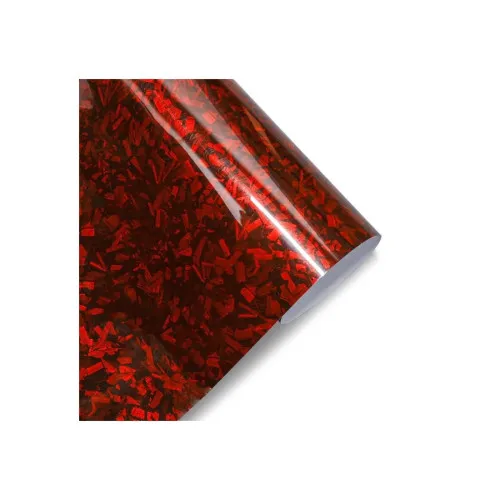 Folie auto autocolant PET Premium carbon forjat rosu cu tehnologie anti-bule 1.52m x 16m