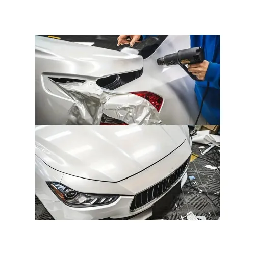 Folie auto autocolant PVC alb lucios cu tehnologie anti-bule 1.52m x 1m — imaginea 2