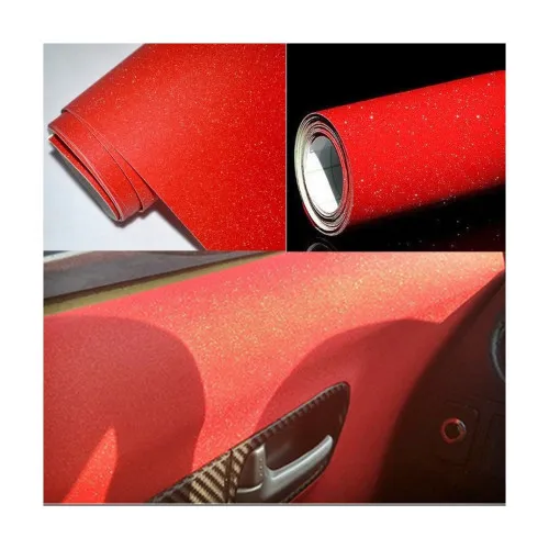 Folie auto cu efect sclipici rosu pentru colantare cu tehnologie anti-bule 1m x 1.5m — imaginea 2