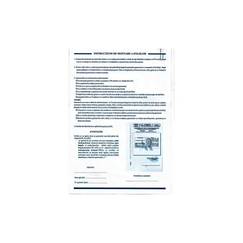 Folie auto omologata DRK geamuri fata 10m x 0.5m VLT 90% cu 5 certificate RAR — imaginea 4