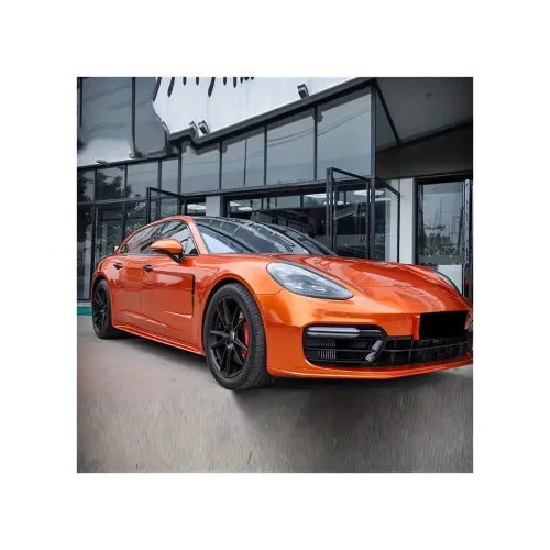 Folie auto PET Premium portocaliu liquid metal pentru colantare caroserie cu tehnologie anti-bule 1m x 1.52m — imaginea 2