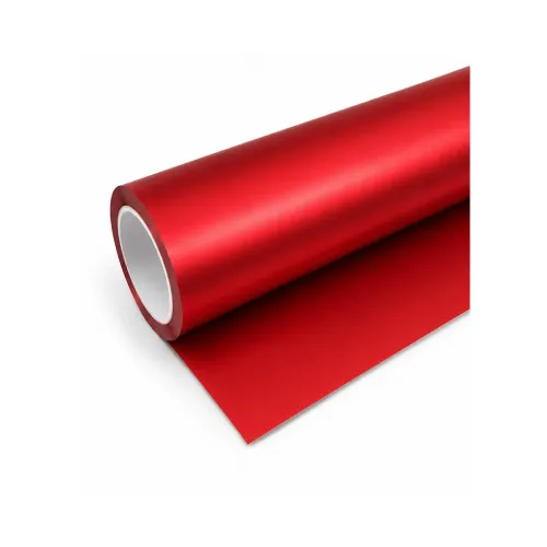 Folie auto PET Premium rosu satinat crom mat pentru colantare caroserie cu tehnologie anti-bule 1m x 1.52m