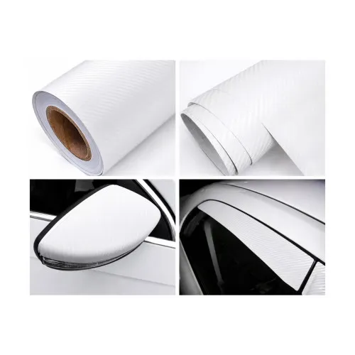 Folie carbon 3D alba cu tehnologie anti-bule 1.5m x 1m — imaginea 3