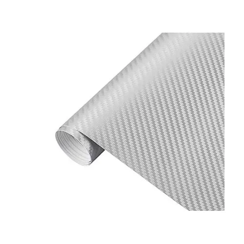 Folie carbon 3D argintie cu tehnologie anti-bule 1m x 1.5m