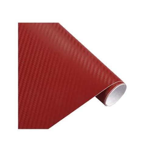Folie carbon 3D rosie cu tehnologie anti-bule 1.5m x 9m