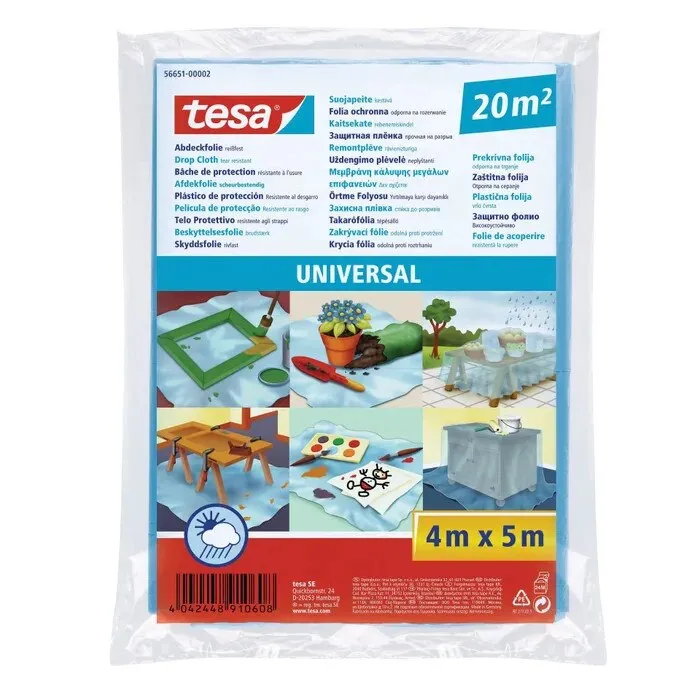Folie protectie universala, Tesa 56651, 0.007 mm, albastra, 4x5 m