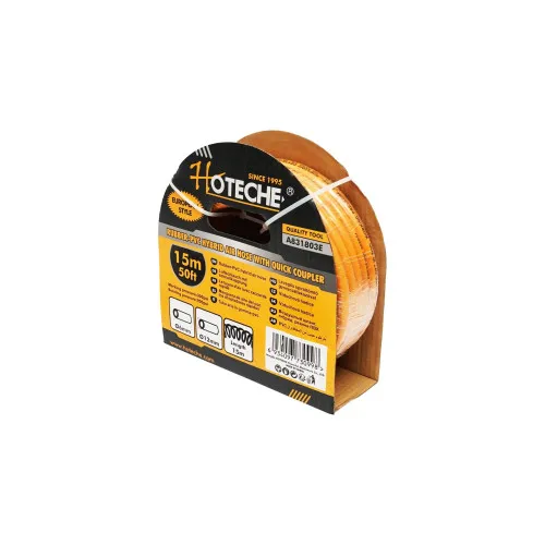 Furtun compresor profesional 15m PVC cu cuple rapide universale Hoteche