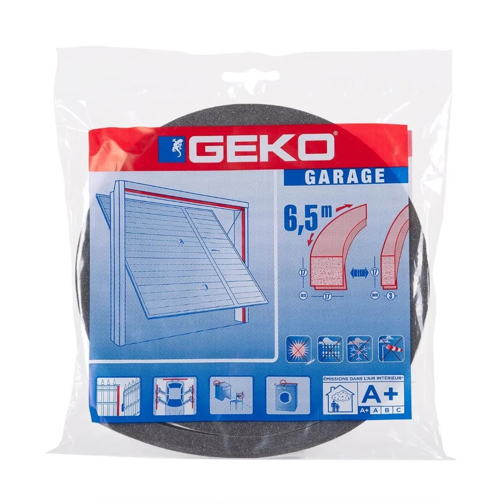 Garnitura adeziva pentru izolare termica, Geko Garage, poliuretan expandat, gri, 17 mm x 6.5 m