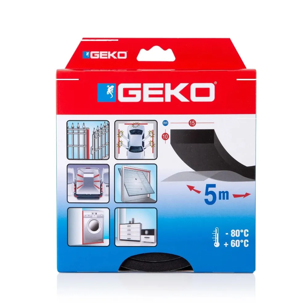 Garnitura anti-inghet pentru usi si ferestre, Geko, EVA, negru, 10 x 15 mm x 5 m