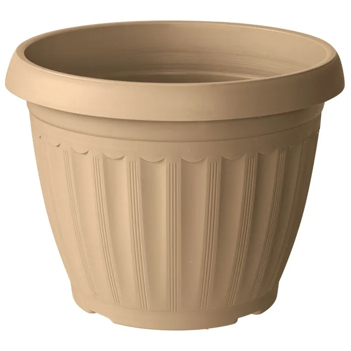 Ghiveci din plastic Critex Infinity, interior / exterior, rotund, crem, 16.5 x 12.5 cm