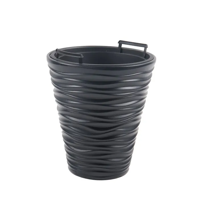 Ghiveci din plastic Sand, cu masca, antracit, D 29.5 cm