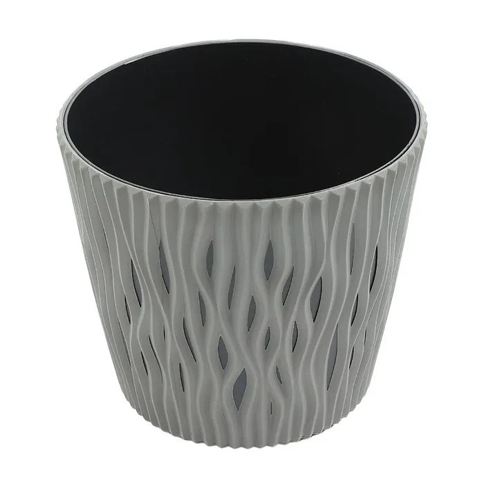 Ghiveci din plastic Sandy, gri piatra, D 16 cm