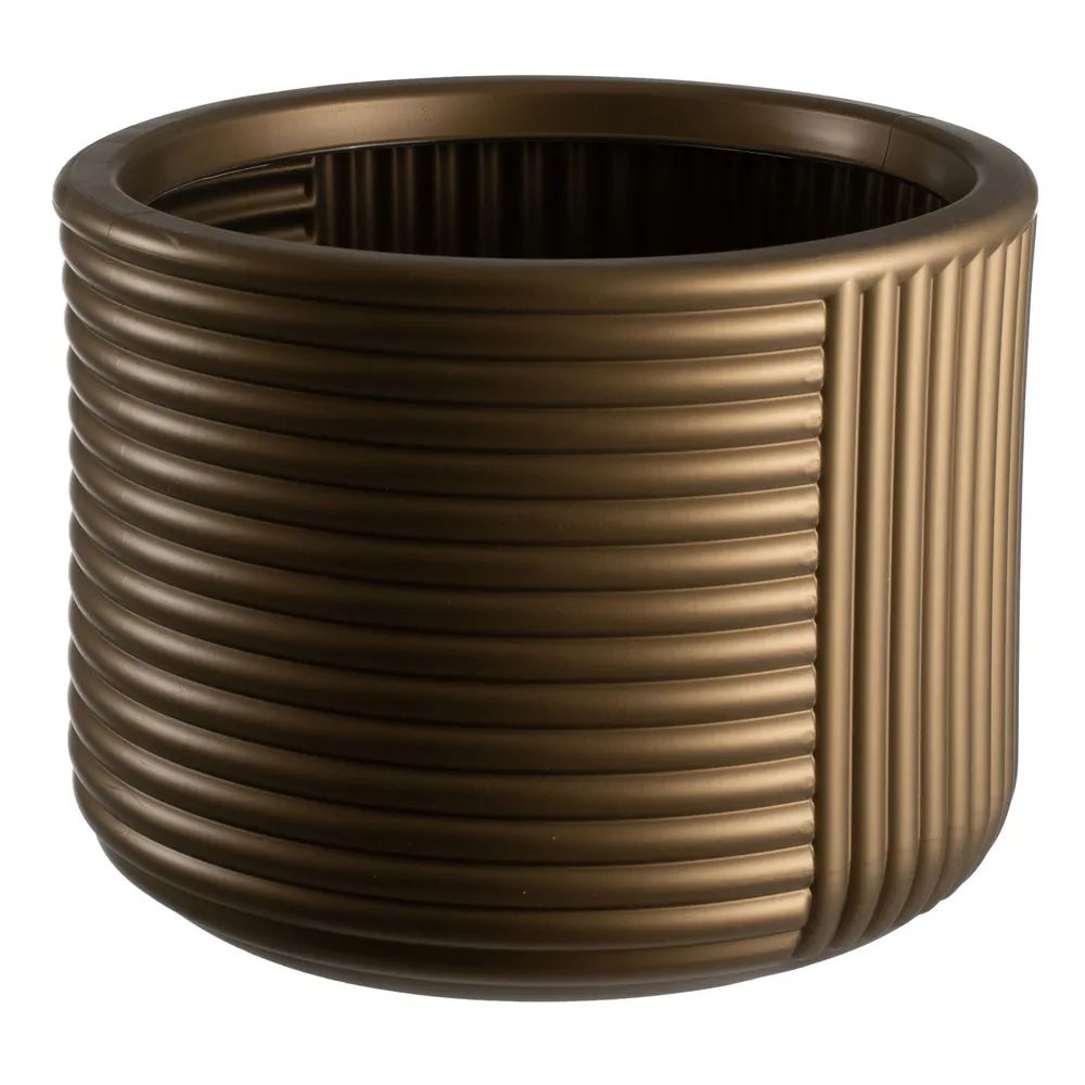Ghiveci fabricat din plastic, forma rotund, culoare auriu, dimensiune 45 x 35 cm