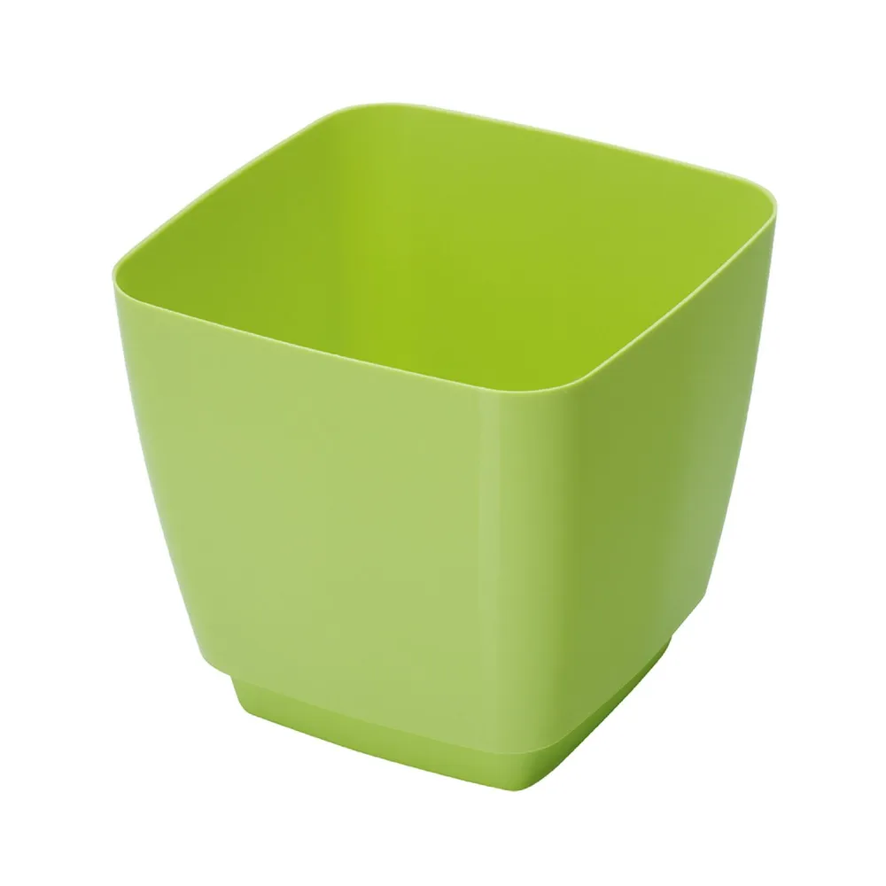 Ghiveci flori Toscana, cu farfuie, plastic, 19 x 19 cm, verde