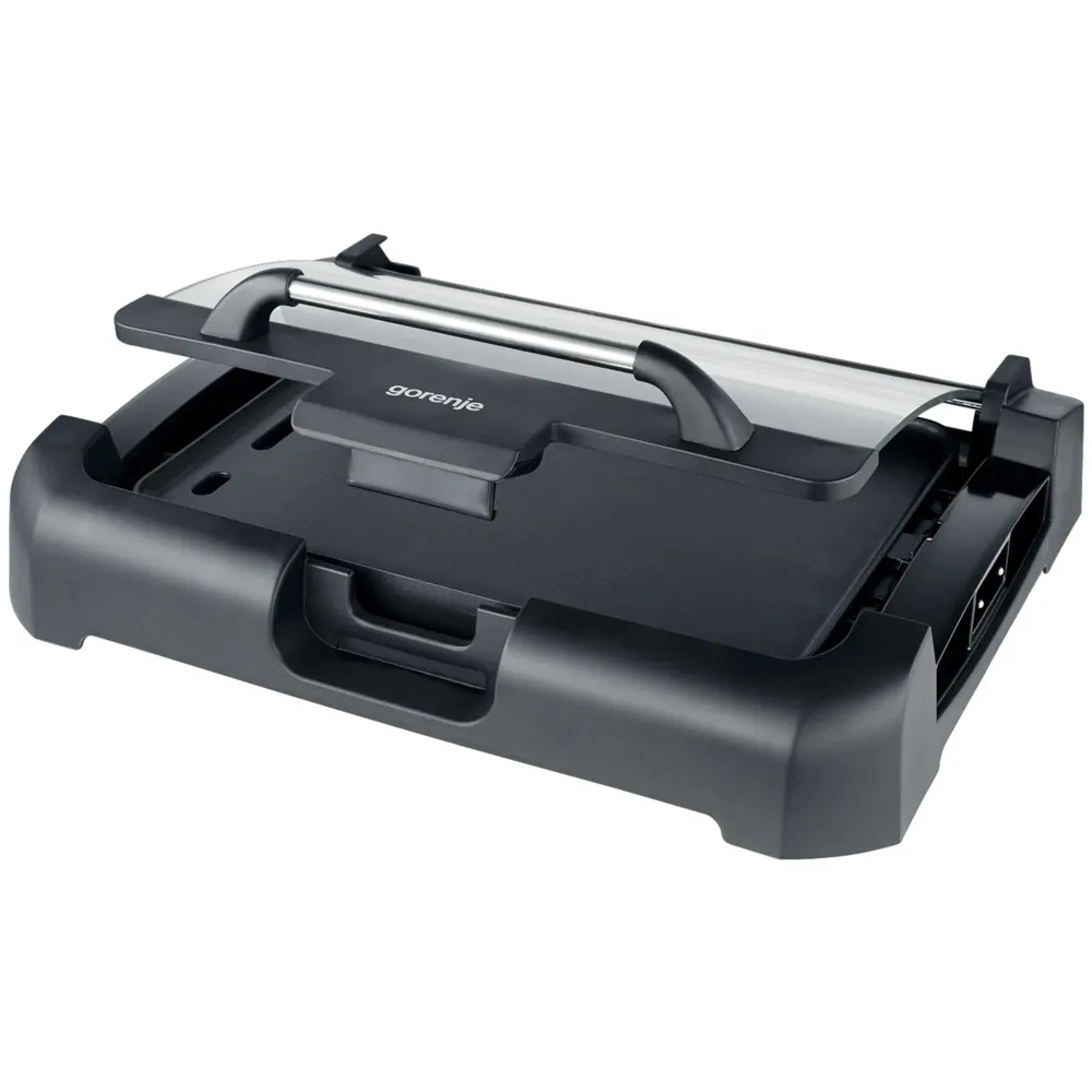 Gratar electric Gorenje TG2000CB, 1800 W, 5 nivele temperatura, placi tip grill + plita antiaderente 36 x 25 cm, manere reci, negru