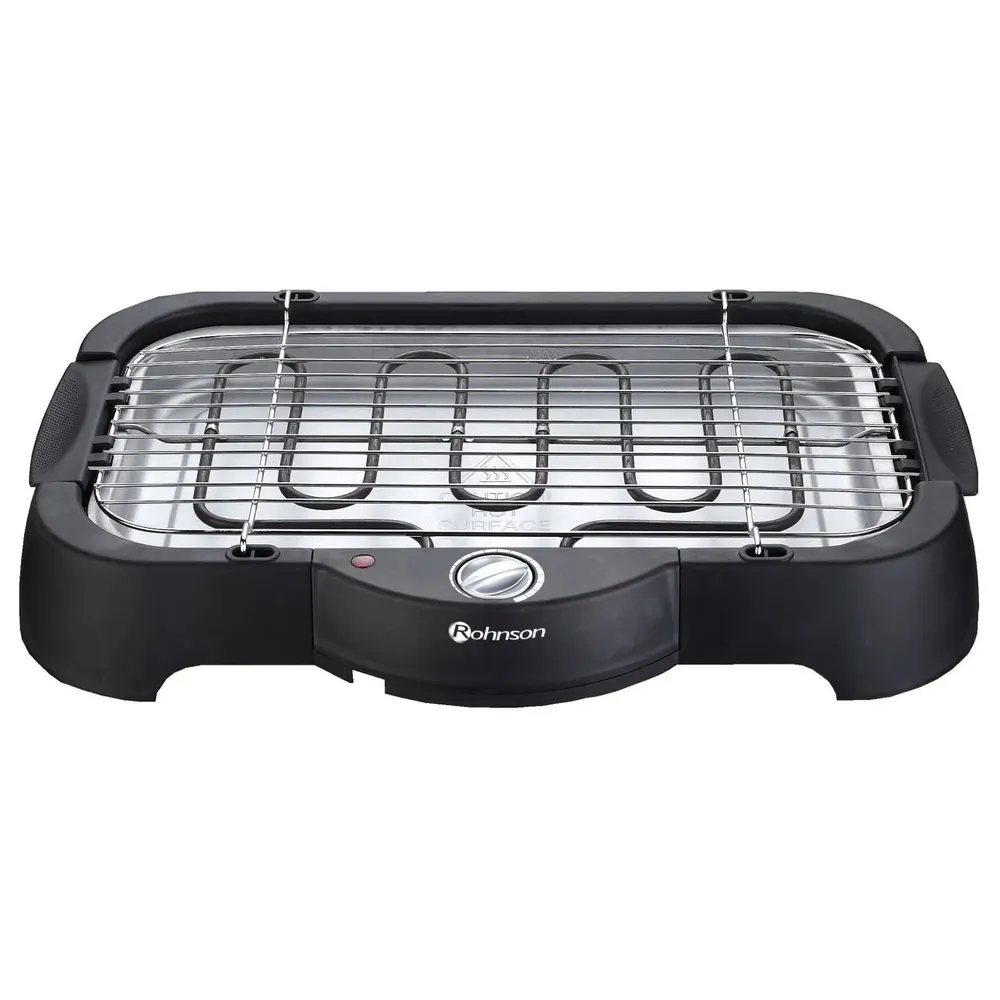 Gratar electric Rohnson R 256, 2000 W, 5 nivele temperatura, platou detasabil, manere izolate termic, termostat reglabil, negru