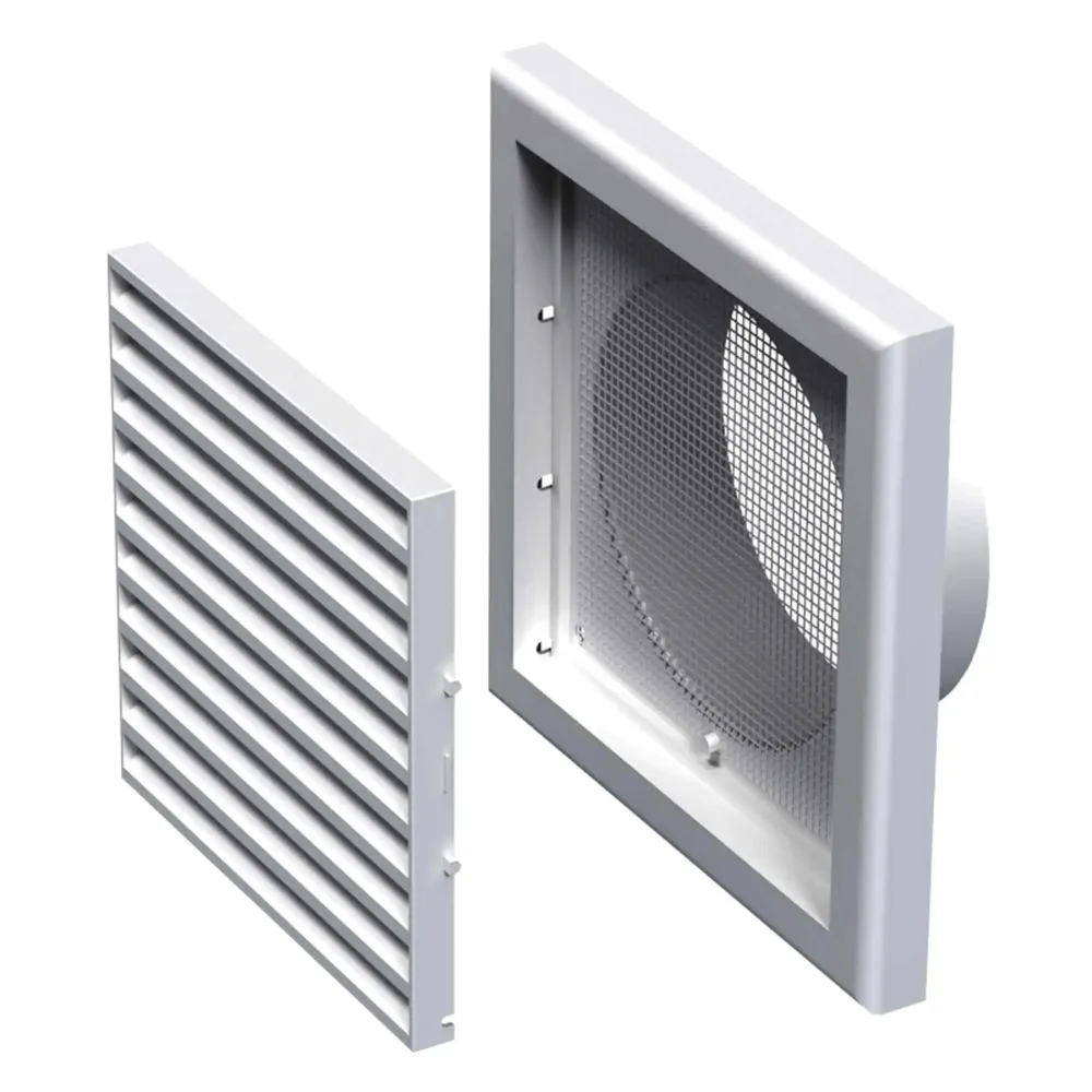 Grila patrata cu manson, Vents MV 100VS, 110 x 110 mm, D 100 mm