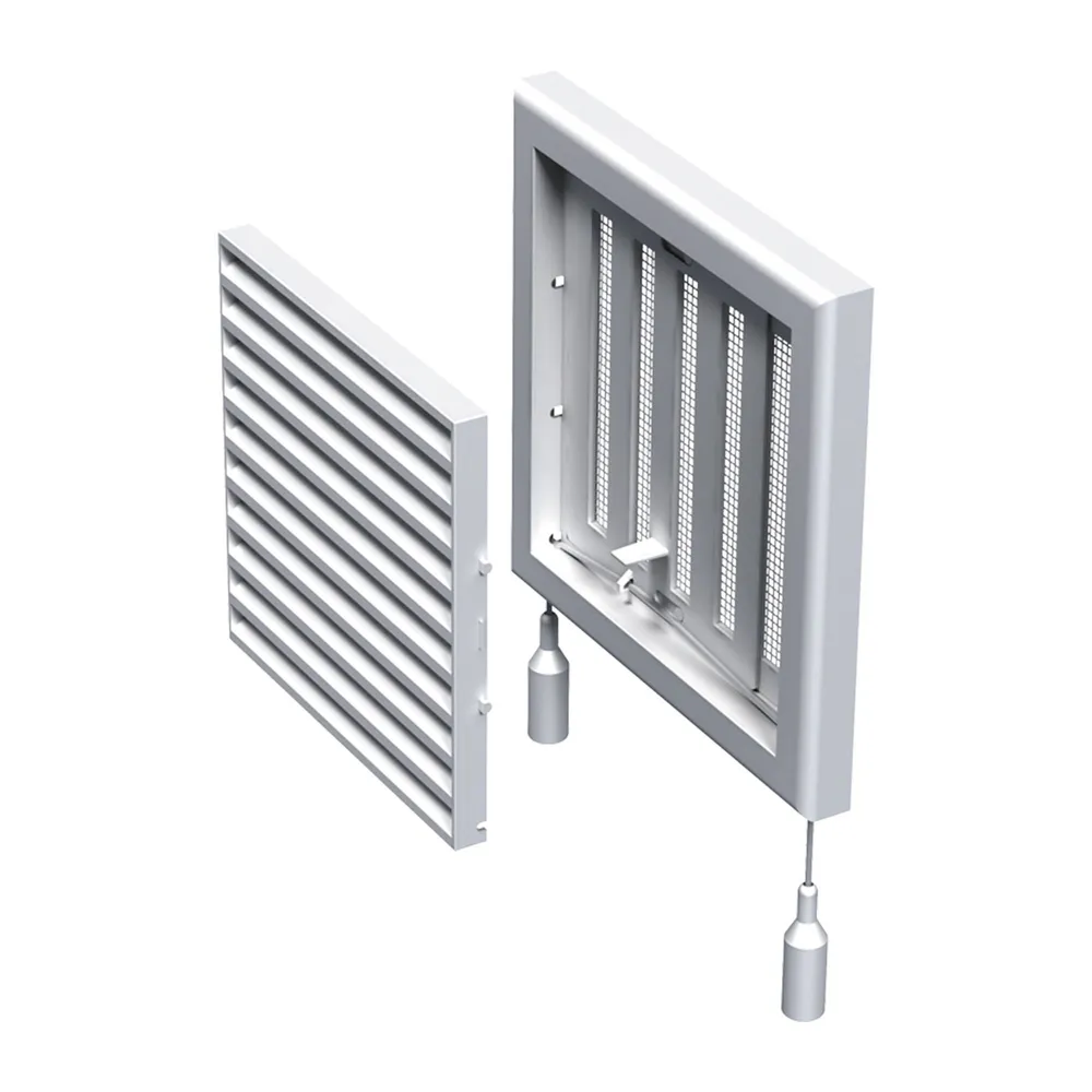 Grila ventilatie, cu snur, plastic, 15.4 x 15.4 cm, alba