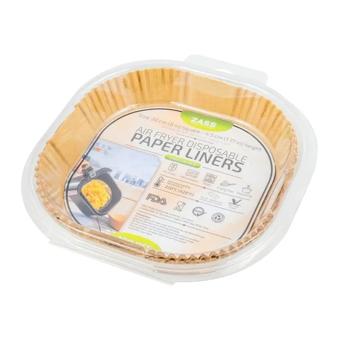 Hartie de copt pentru friteuza / airfryer Zass ZPL 04, 20 x 20 x 4.5 cm, maro, 100 bucati