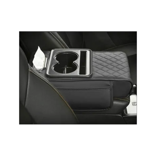 Husa cotiera auto 3 in 1 cu suport pahare si servetele negru — imaginea 2