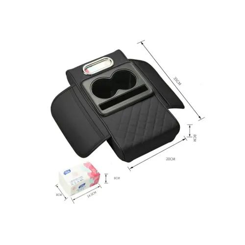 Husa cotiera auto 3 in 1 cu suport pahare si servetele negru — imaginea 3
