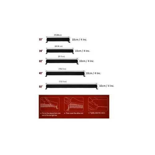 Husa protectie proiector auto si LED bar 61 cm 24 inch universala negru — imaginea 2