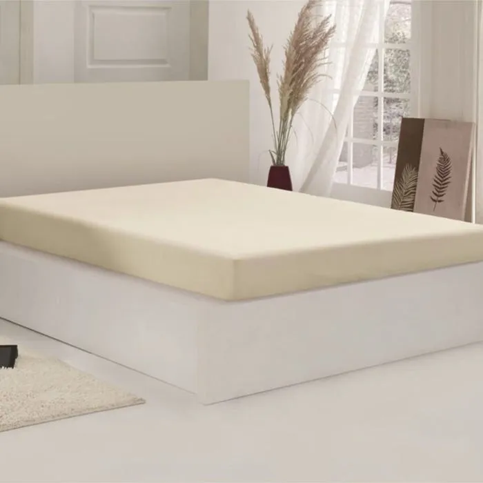 Husa saltea, Caressa Jersey, 160 x 200 cm, bumbac, crem