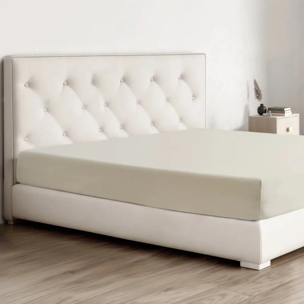 Husa saltea, Caressa Jersey, 160 x 200 cm, bumbac, crem